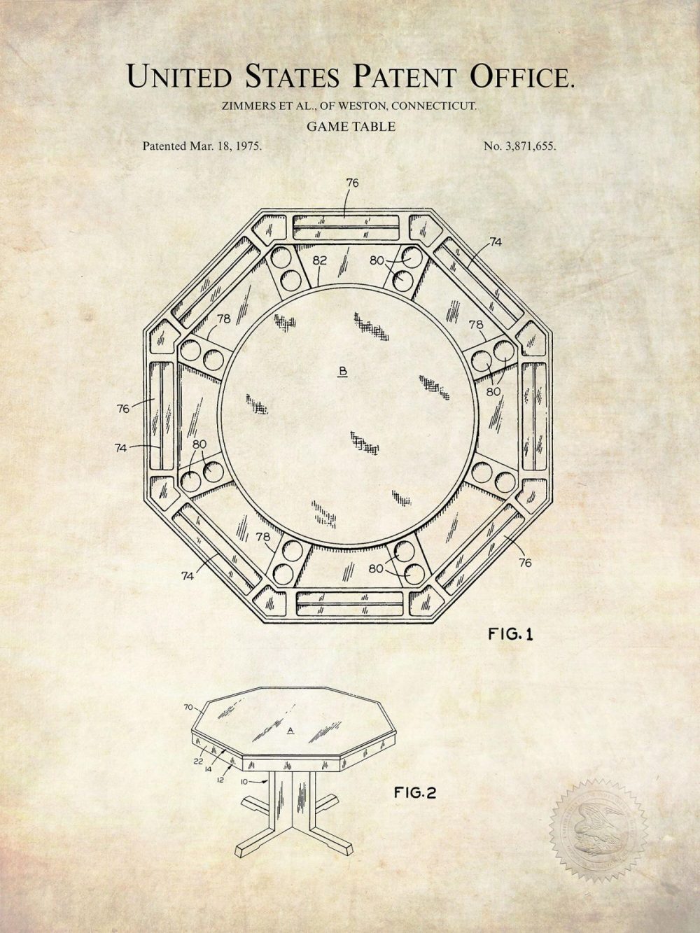 Man Cave / Poker / Cigar | Poker Table Design | 1975 Patent Beer / Whiskey / Wine Antique