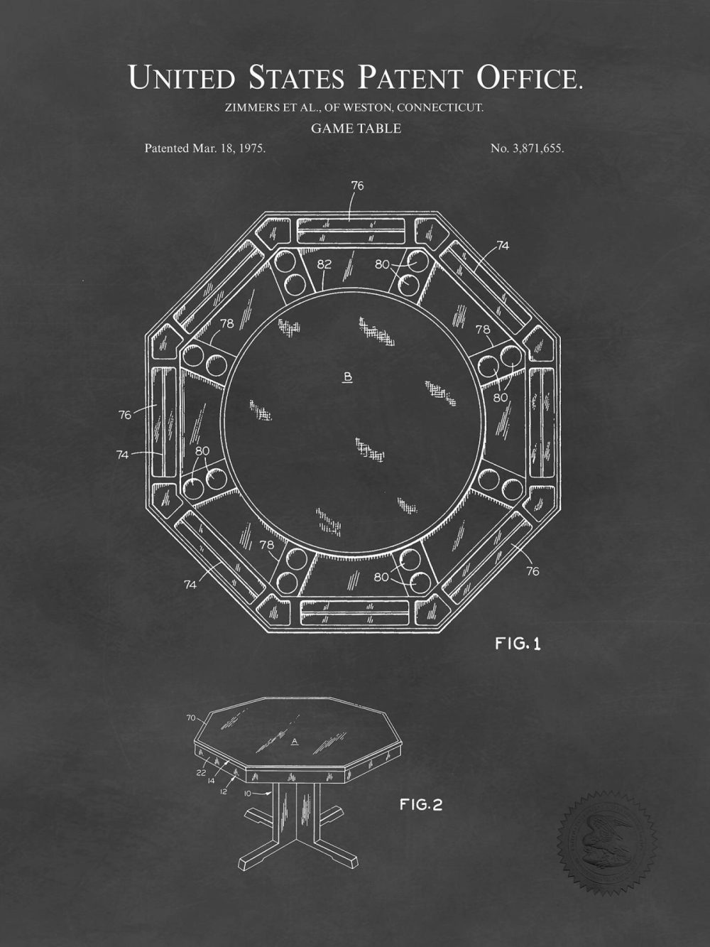 Man Cave / Poker / Cigar | Poker Table Design | 1975 Patent Beer / Whiskey / Wine Antique