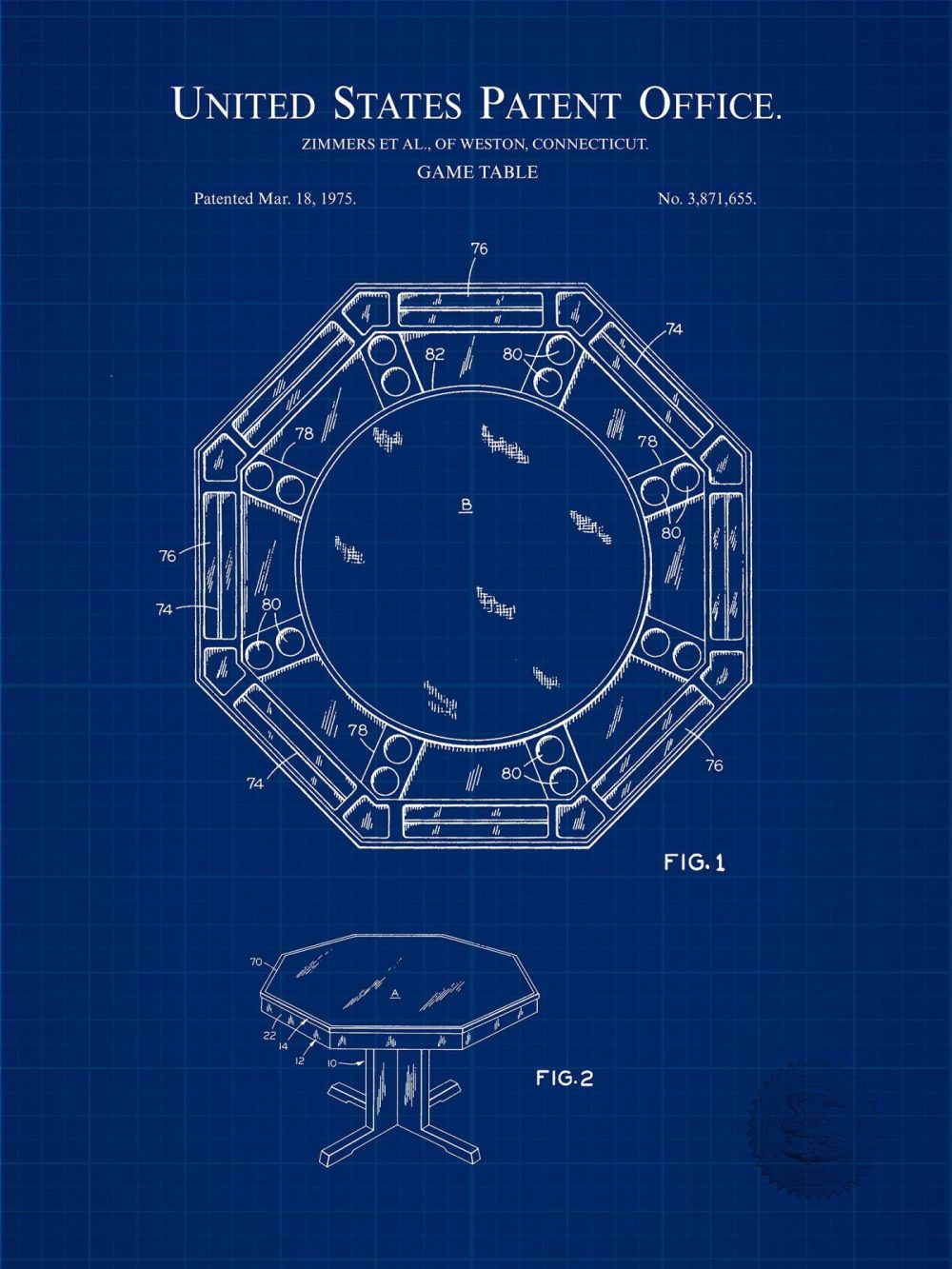 Man Cave / Poker / Cigar | Poker Table Design | 1975 Patent Beer / Whiskey / Wine Antique