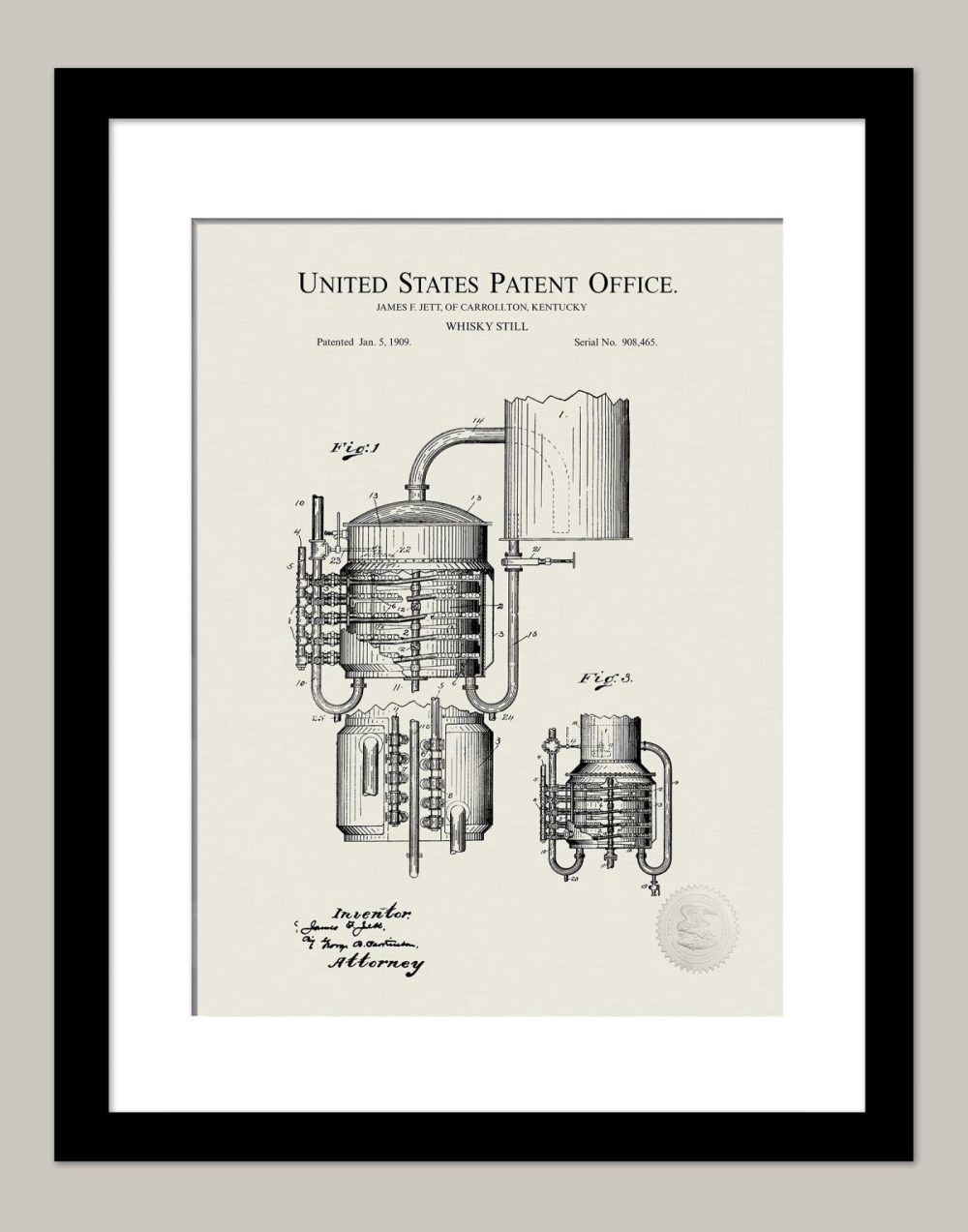 Man Cave / Poker / Cigar | Whiskey Still | 1909 Patent Beer / Whiskey / Wine Antique