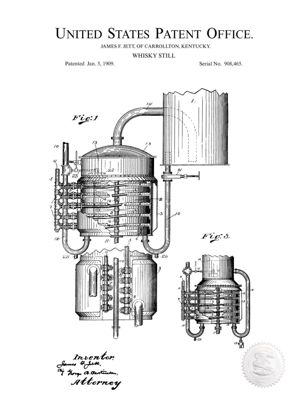 Man Cave / Poker / Cigar | Whiskey Still | 1909 Patent Beer / Whiskey / Wine Antique