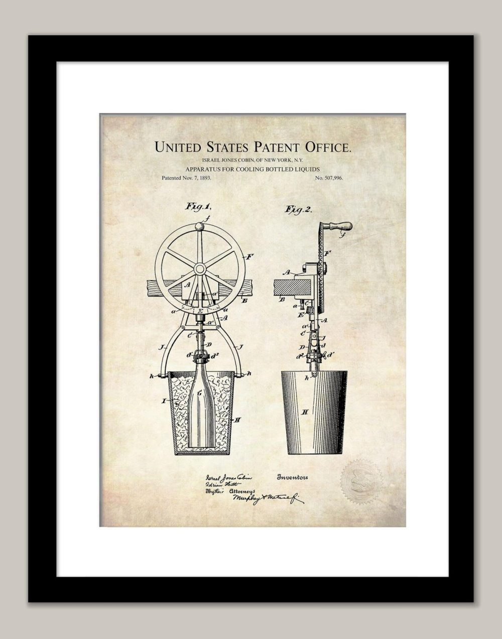 Man Cave / Poker / Cigar | Wine Cooling Apparatus | 1893 Patent Beer / Whiskey / Wine Antique