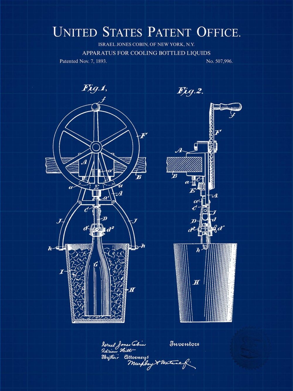 Man Cave / Poker / Cigar | Wine Cooling Apparatus | 1893 Patent Beer / Whiskey / Wine Antique