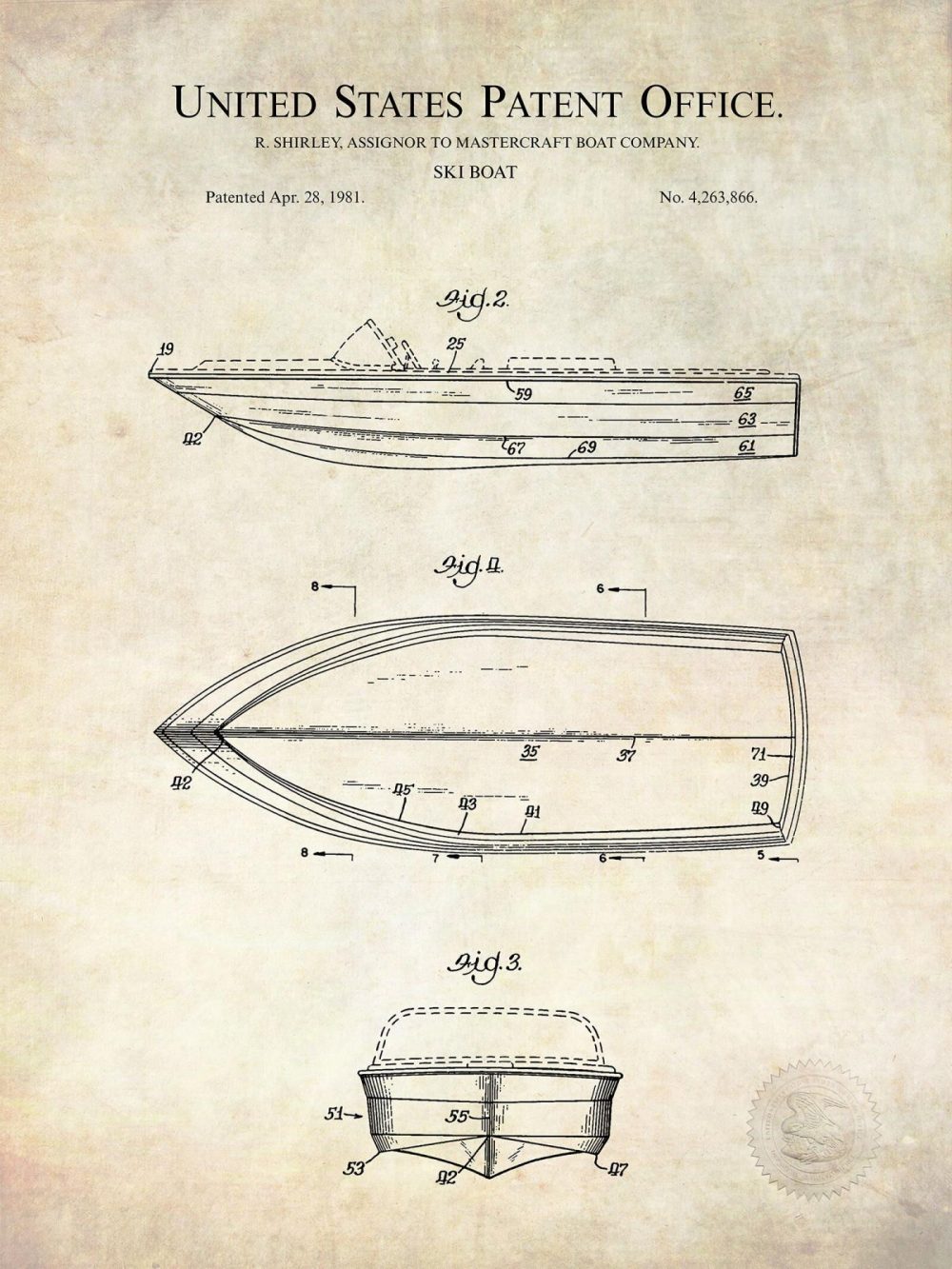 Marine / Maritime | Water Skiing Decor | Patent Print Set Marine / Maritime Antique