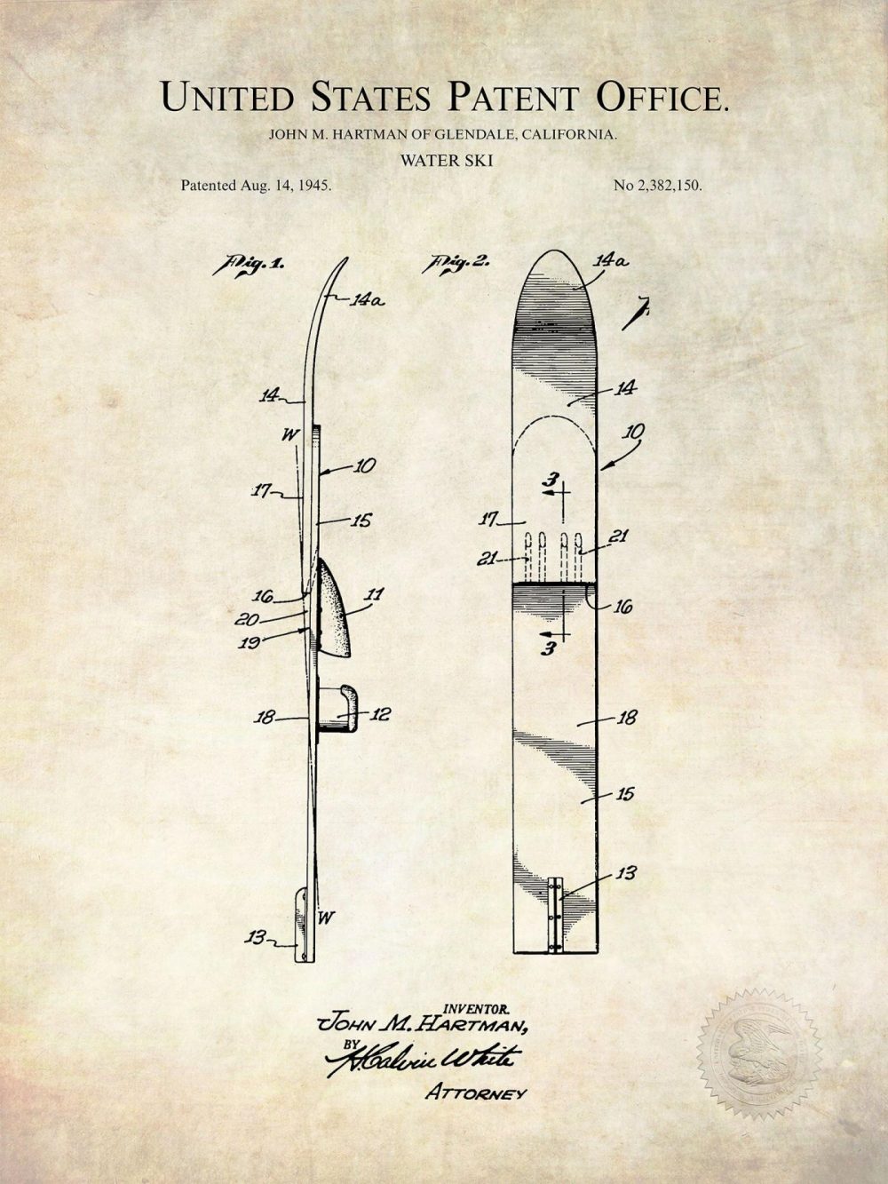 Marine / Maritime | Water Skiing Decor | Patent Print Set Marine / Maritime Antique