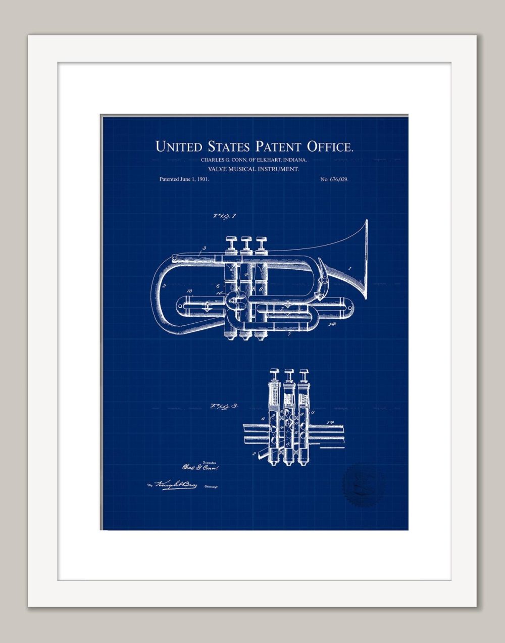 Music / Hip Hop / Instruments | Antique Cornet | 1901 Patent Print Music / Hip Hop / Instruments Antique