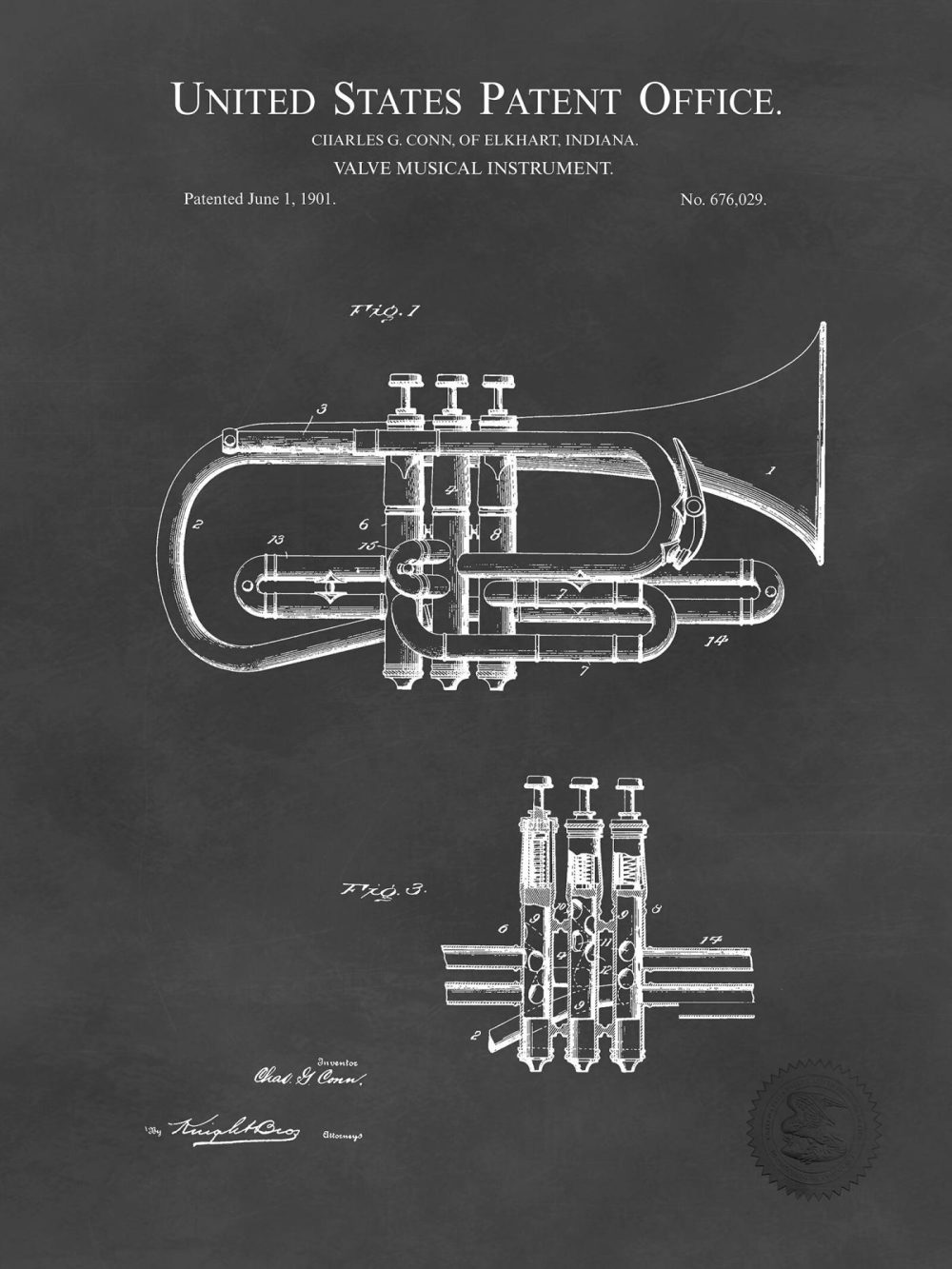 Music / Hip Hop / Instruments | Antique Cornet | 1901 Patent Print Music / Hip Hop / Instruments Antique