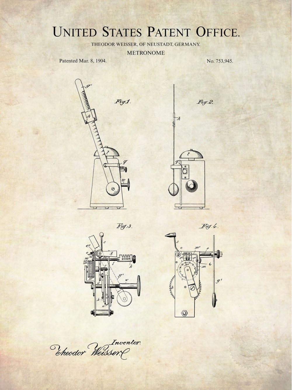 Music / Hip Hop / Instruments | Antique Metronome Design | 1904 Music Patent Music / Hip Hop / Instruments Antique