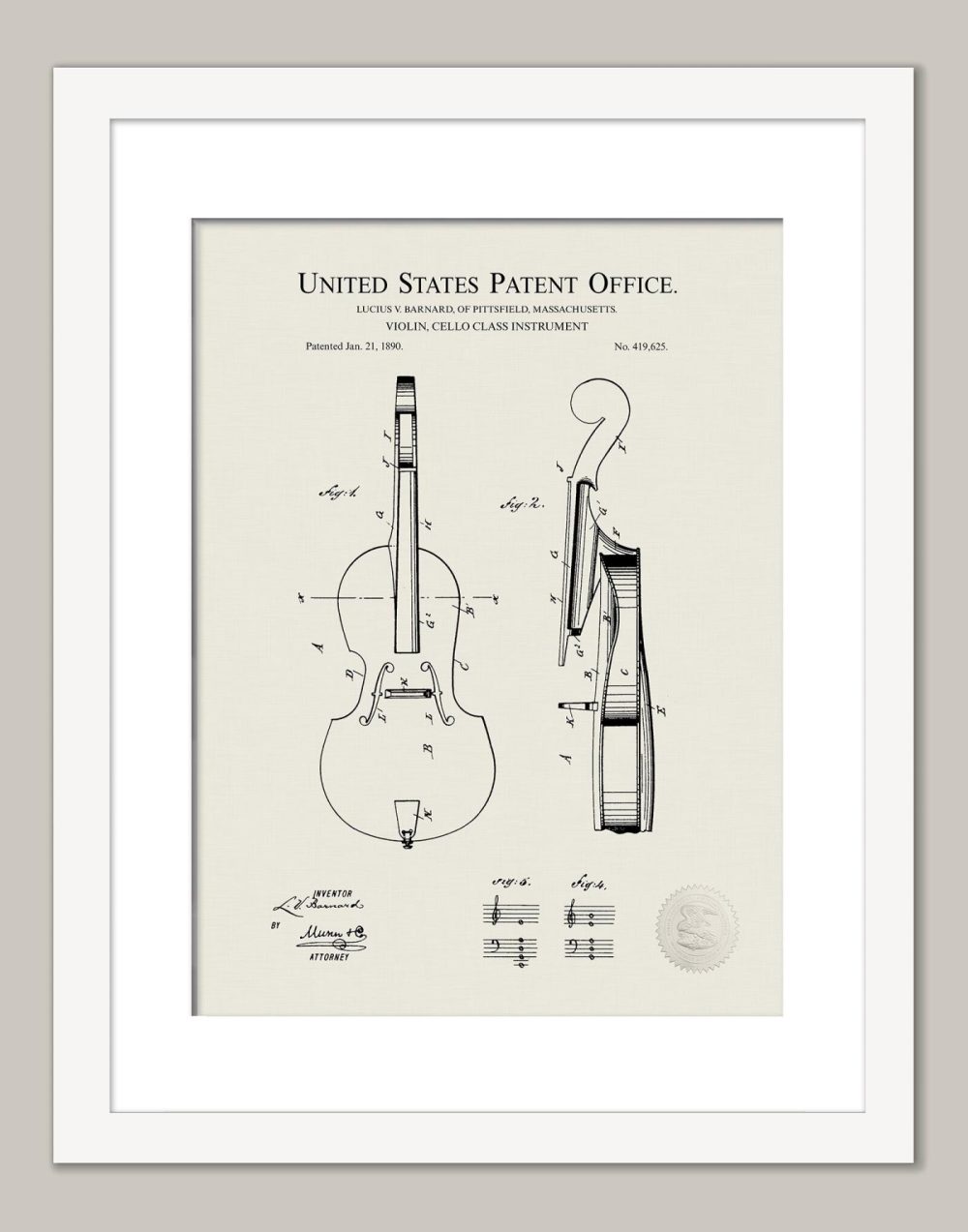 Music / Hip Hop / Instruments | Cello Design | 1921 Patent Print Music / Hip Hop / Instruments Antique