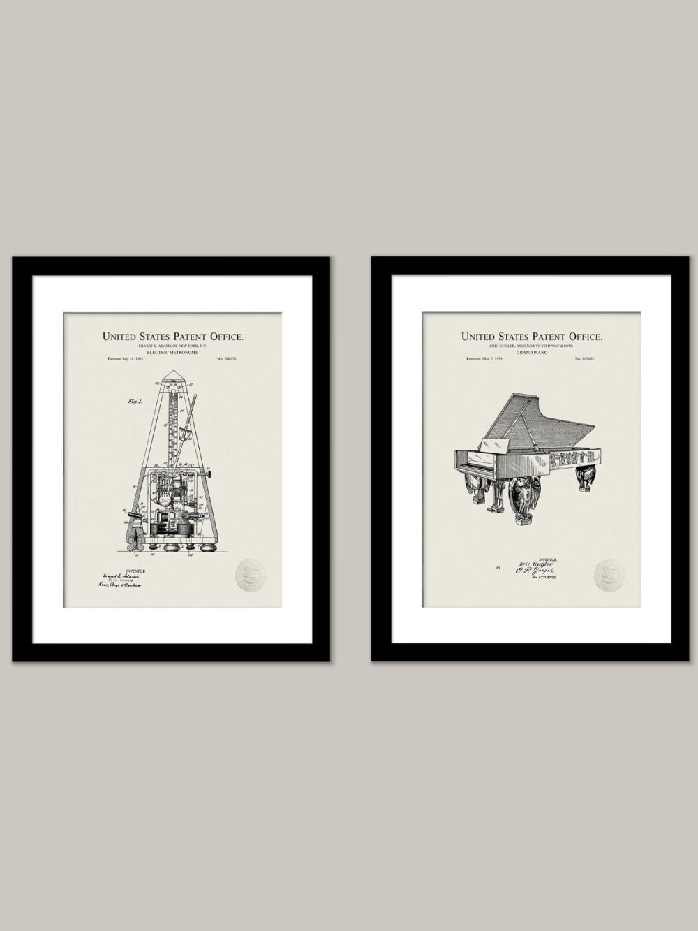 Music / Hip Hop / Instruments | Classic Piano Art | Patent Print Set Music / Hip Hop / Instruments Antique