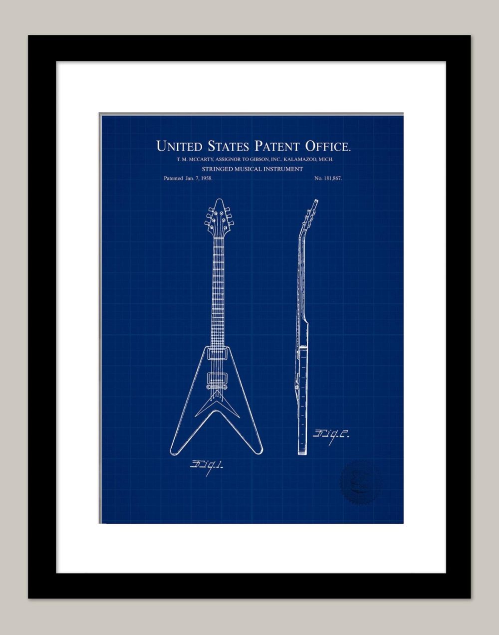 Music / Hip Hop / Instruments | Flying V Guitar | 1958 Gibson Patent Music / Hip Hop / Instruments Antique