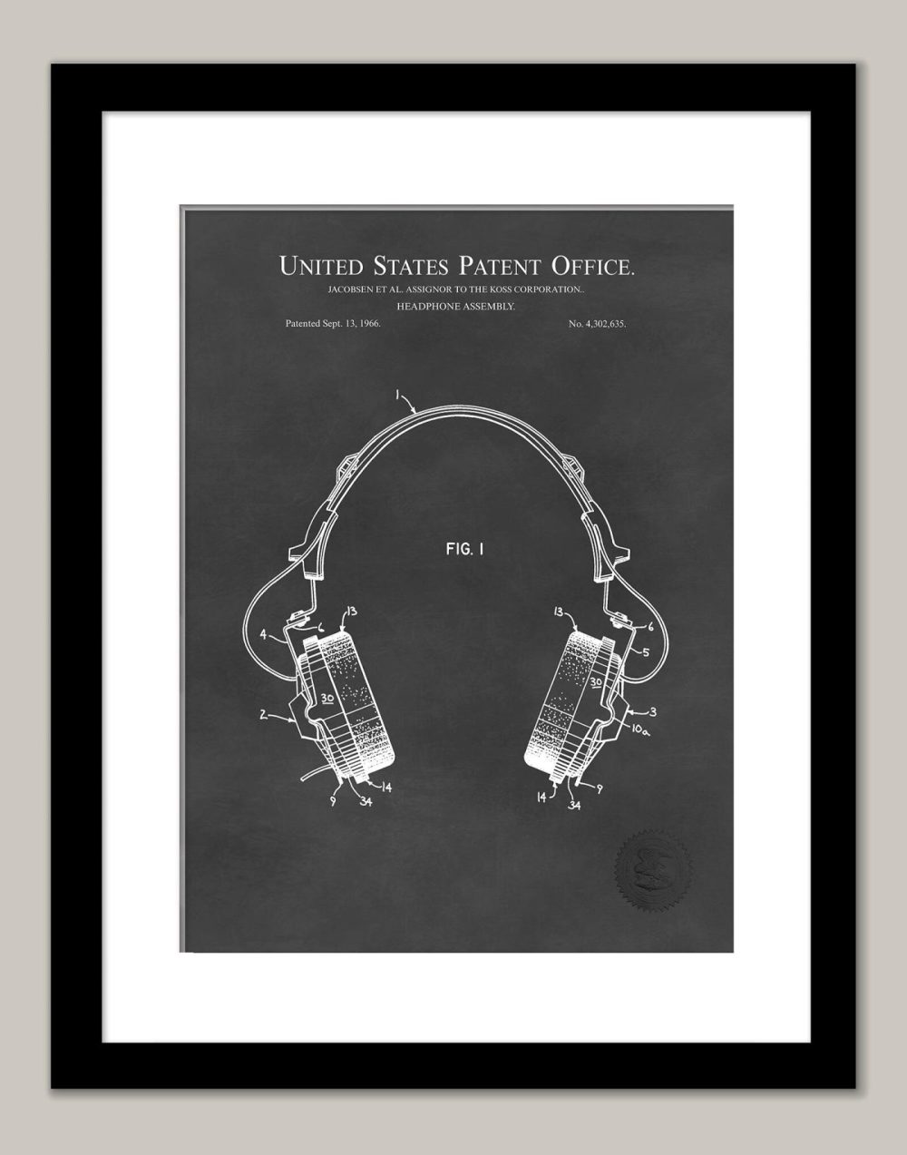 Music / Hip Hop / Instruments | Headphone Design | 1966 Koss Patent Music / Hip Hop / Instruments Antique