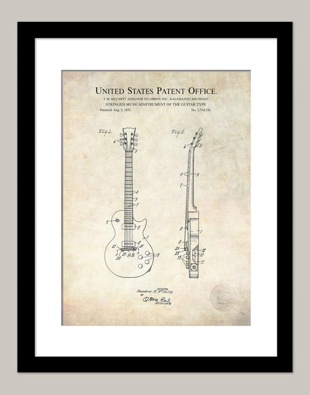 Music / Hip Hop / Instruments | Les Paul Guitar | 1955 Guitar Patent Music / Hip Hop / Instruments Antique