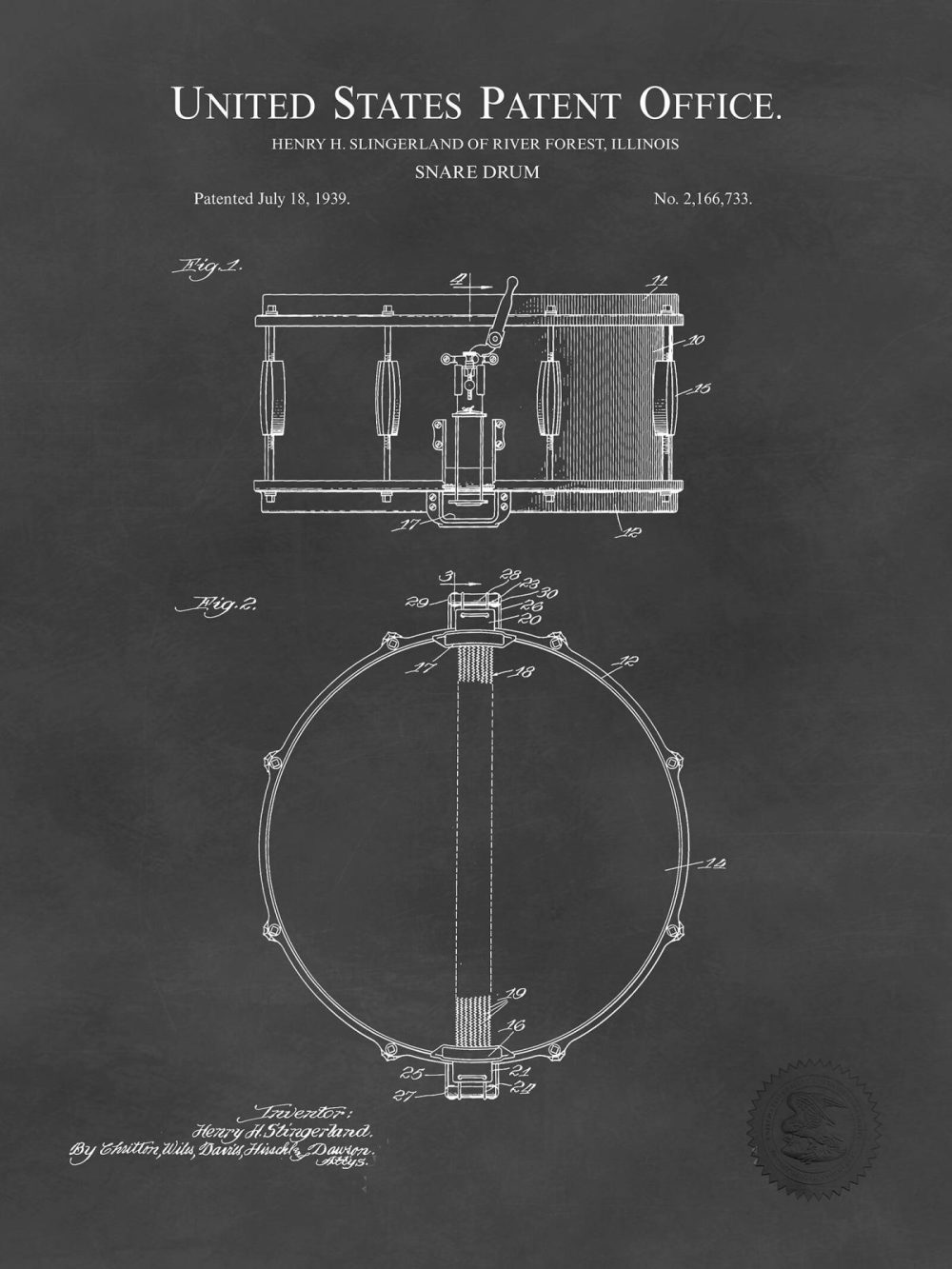 Music / Hip Hop / Instruments | Vintage Snare Drum | 1939 Patent Shop Antique