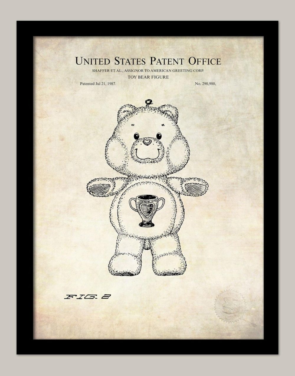 Nursery | Toy Bear | 1987 Toy Figure Patent Nursery Antique