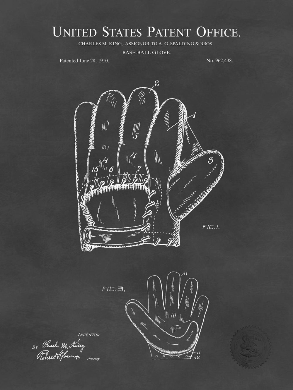 Sports | Baseball Glove | 1920 Patent Print Shop Antique