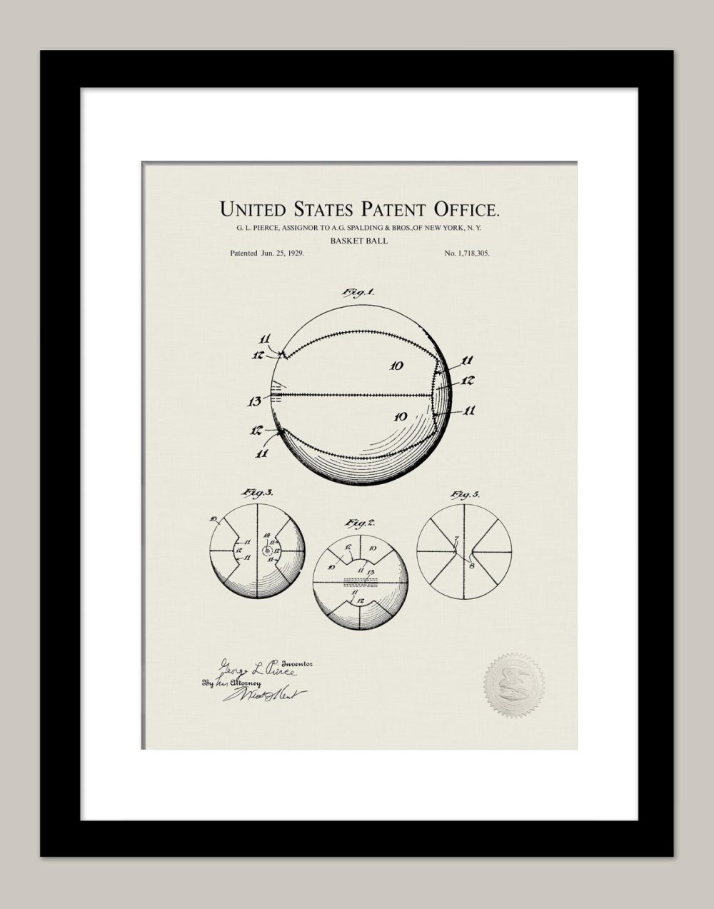 Sports | Basketball Design | 1924 Patent Shop Antique