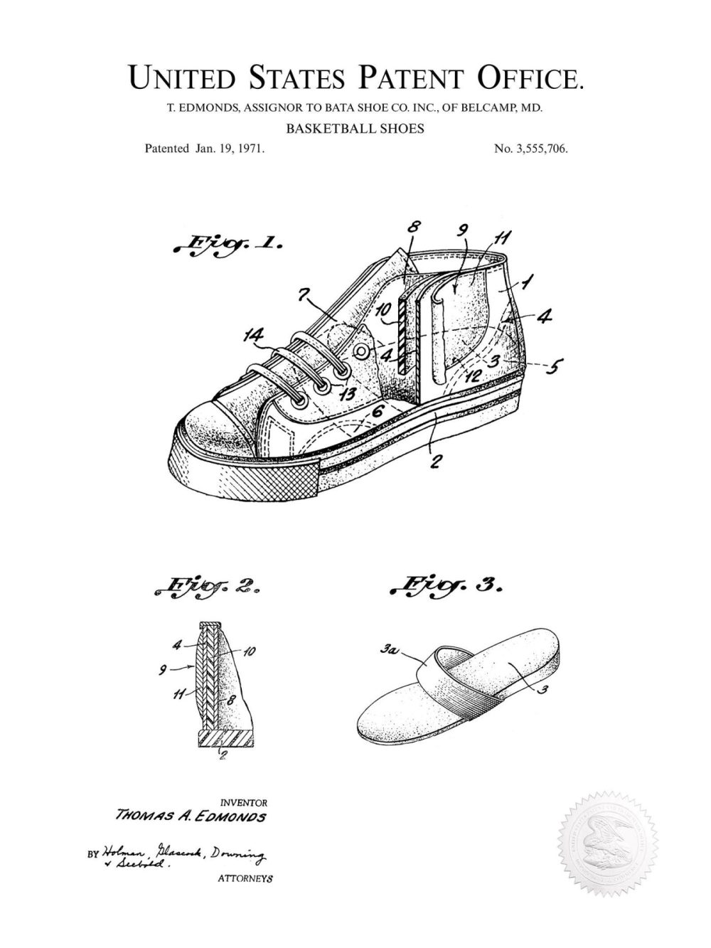 Sports | Basketball Shoe Design | 1971 Bata Patent Shop Antique