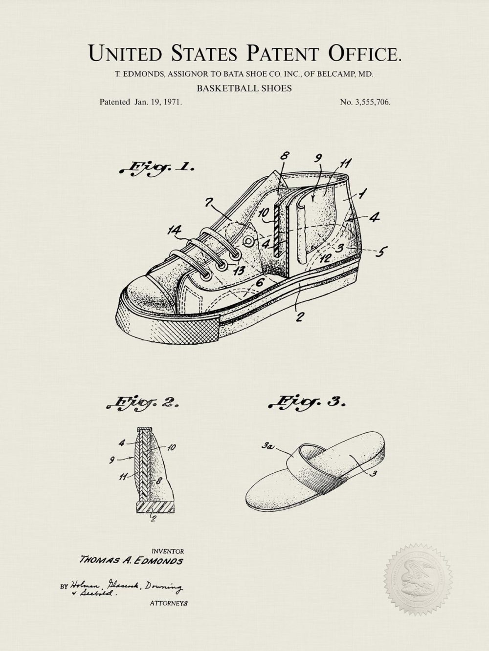 Sports | Basketball Shoe Design | 1971 Bata Patent Shop Antique