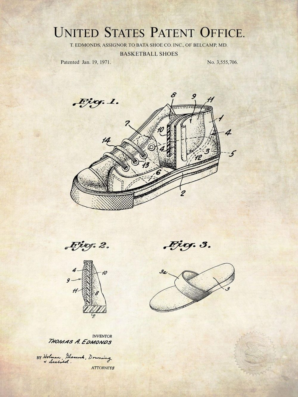 Sports | Basketball Shoe Design | 1971 Bata Patent Shop Antique