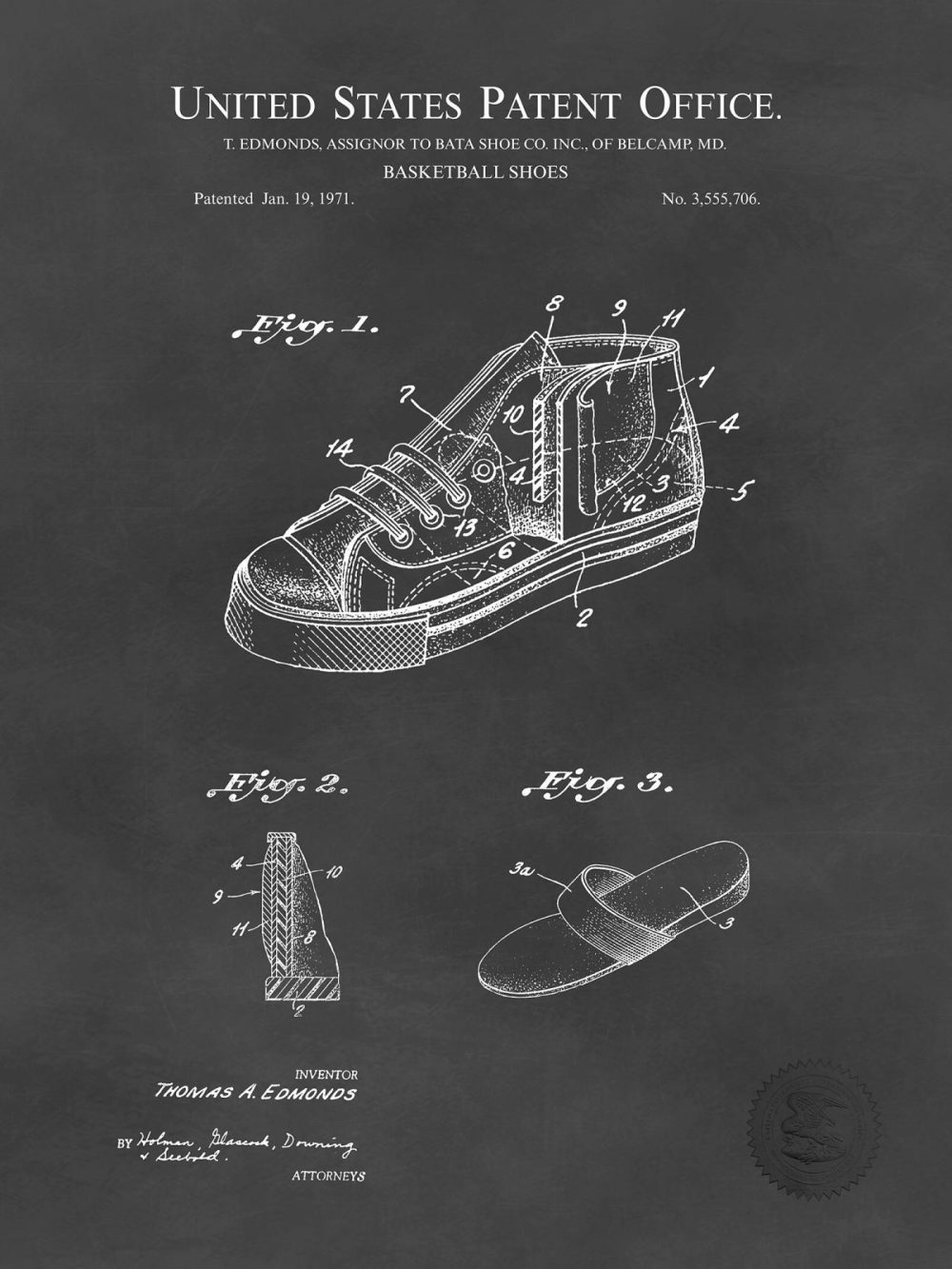 Sports | Basketball Shoe Design | 1971 Bata Patent Shop Antique