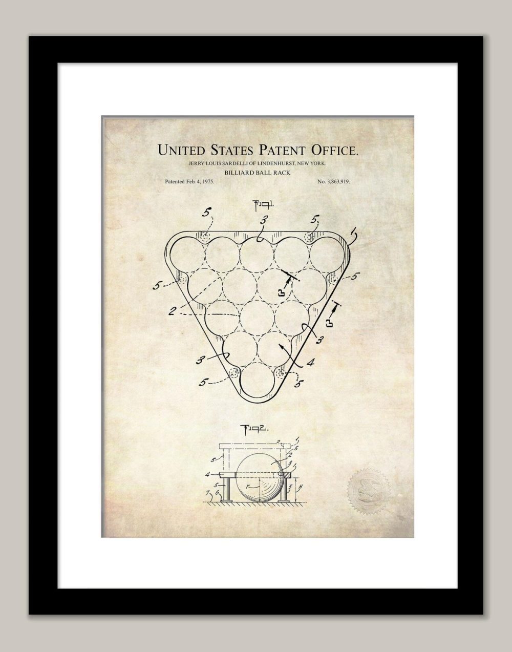 Sports | Billiard Ball Rack | 1975 Patent Print Shop Antique