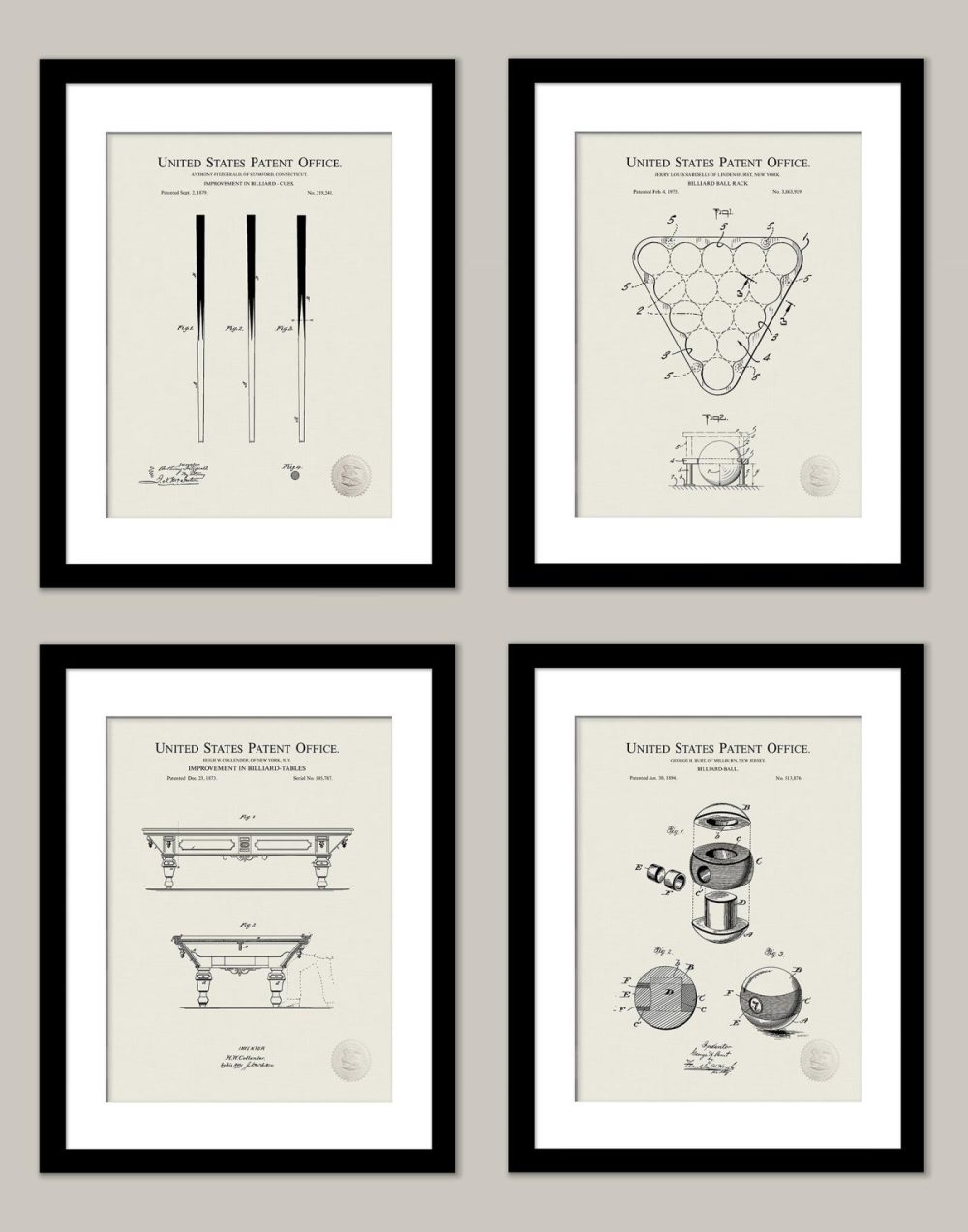 Sports | Billiard Equipment Patent Collection Shop Antique