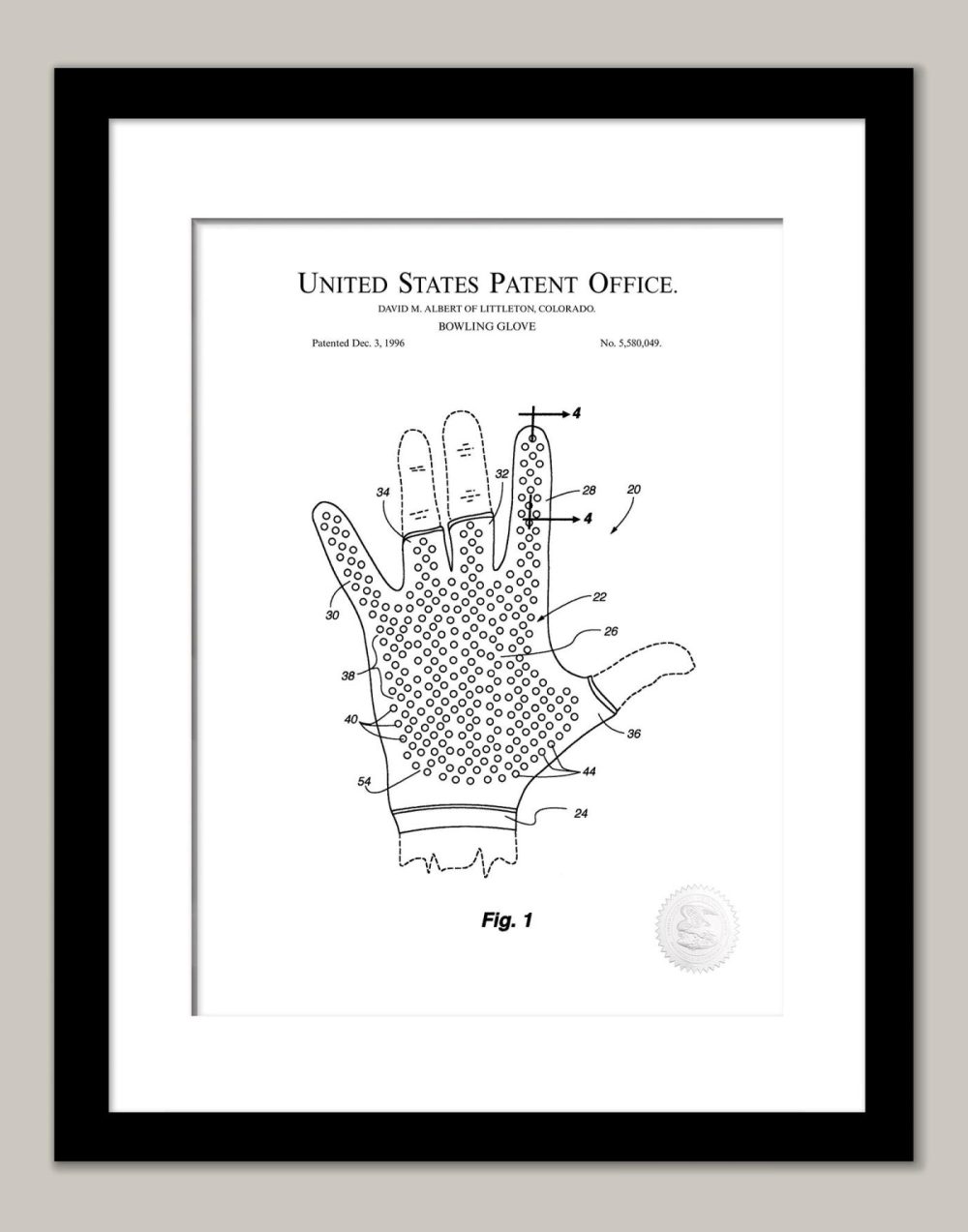 Sports | Bowling Glove | 2000 Patent | Bowling Print Shop Antique