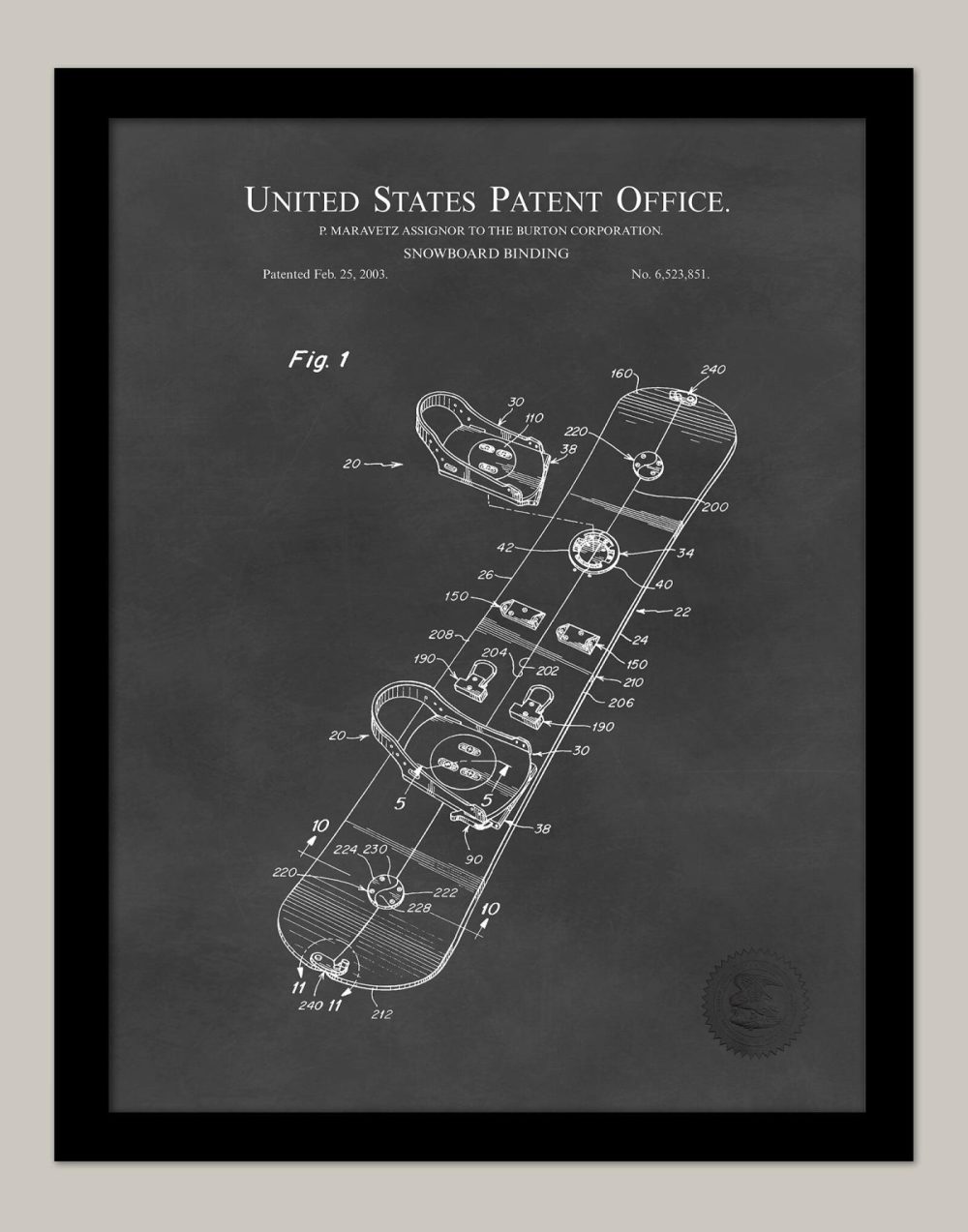 Sports | Burton Snowboard | 2003 Design Patent Shop Antique