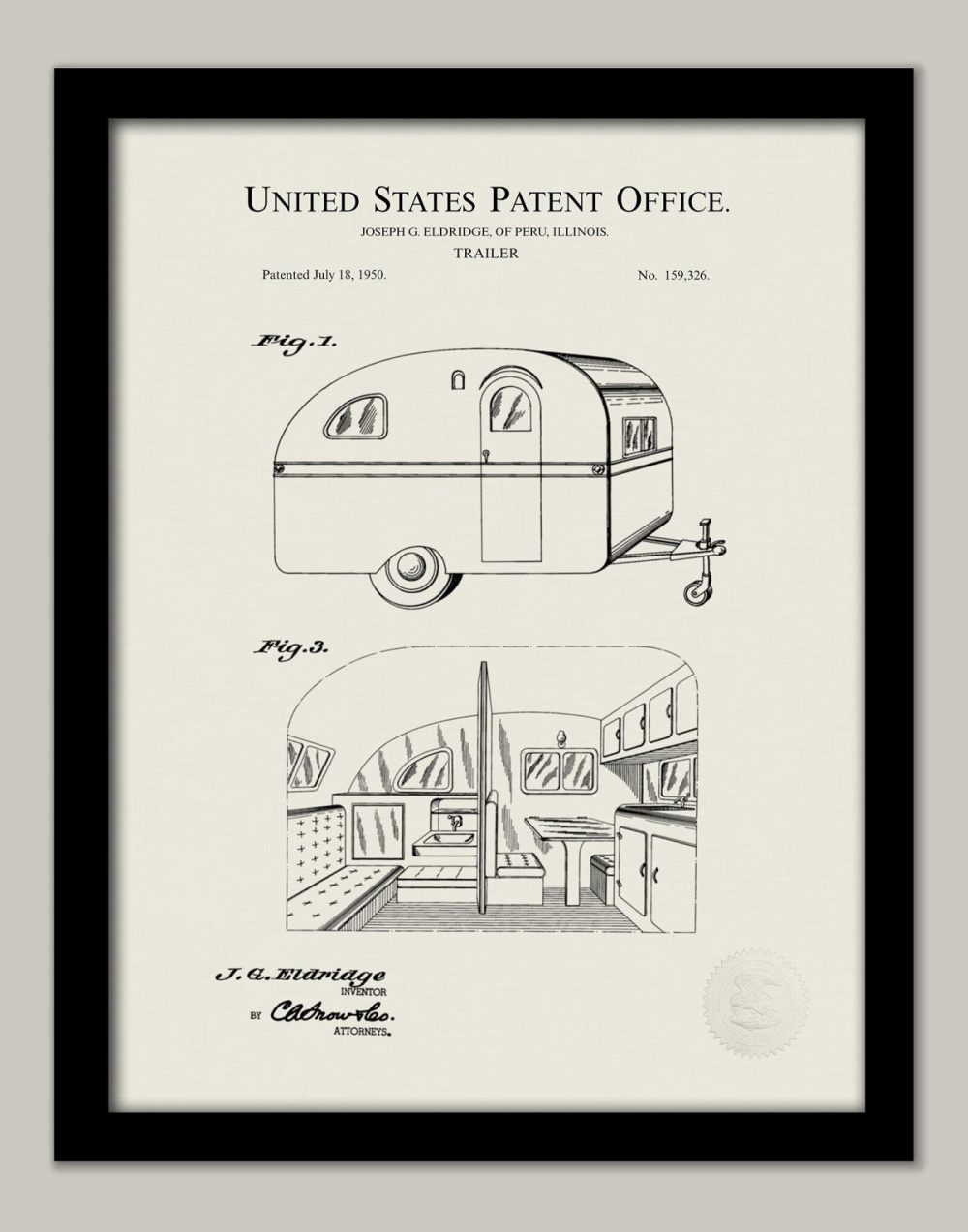 Sports | Camper Trailer Design | 1950 Patent Print Shop Antique