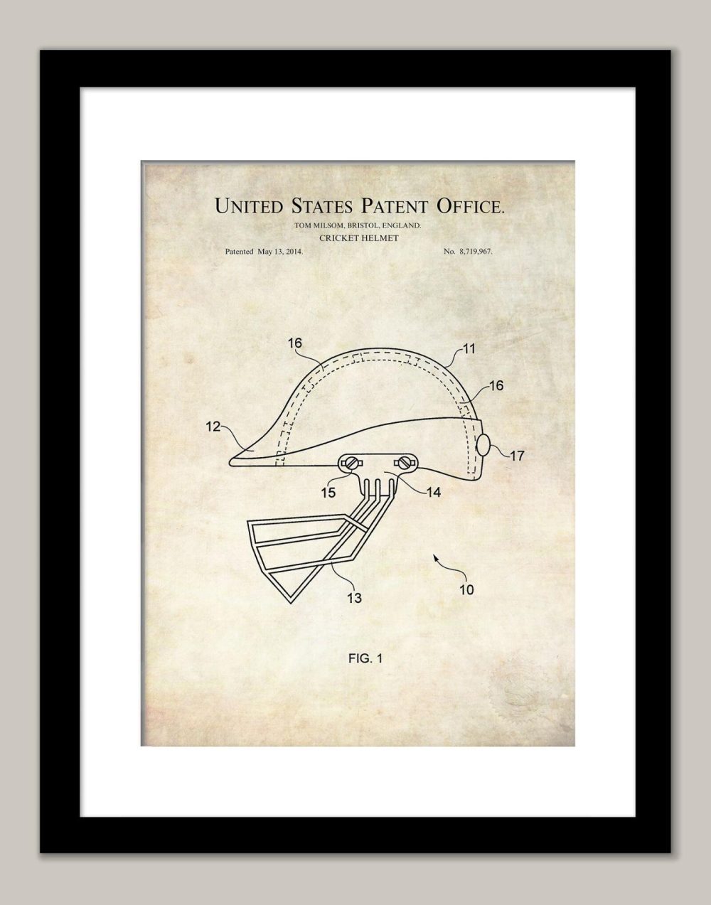 Sports | Cricket Helmet Design | 2014 Patent Shop Antique