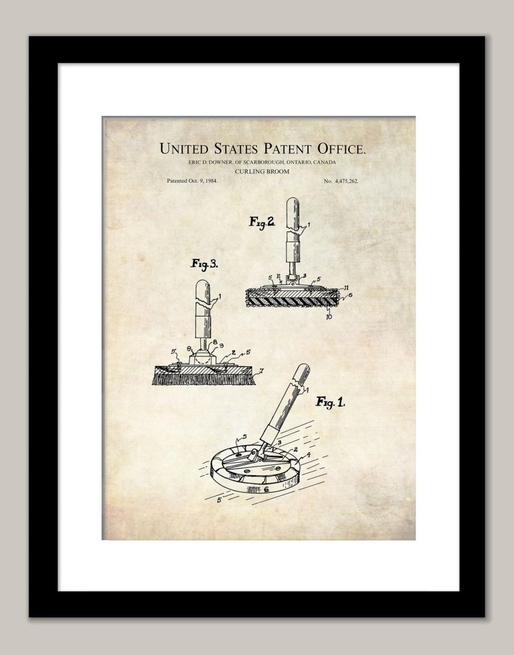 Sports | Curling Broom Design | 1984 Patent Shop Antique