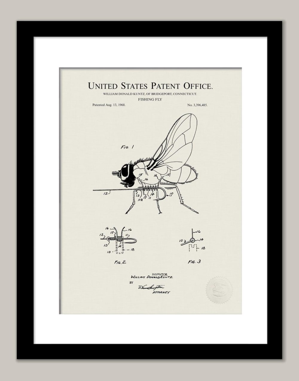 Sports | Fishing Fly Design | 1968 Patent Print Shop Antique