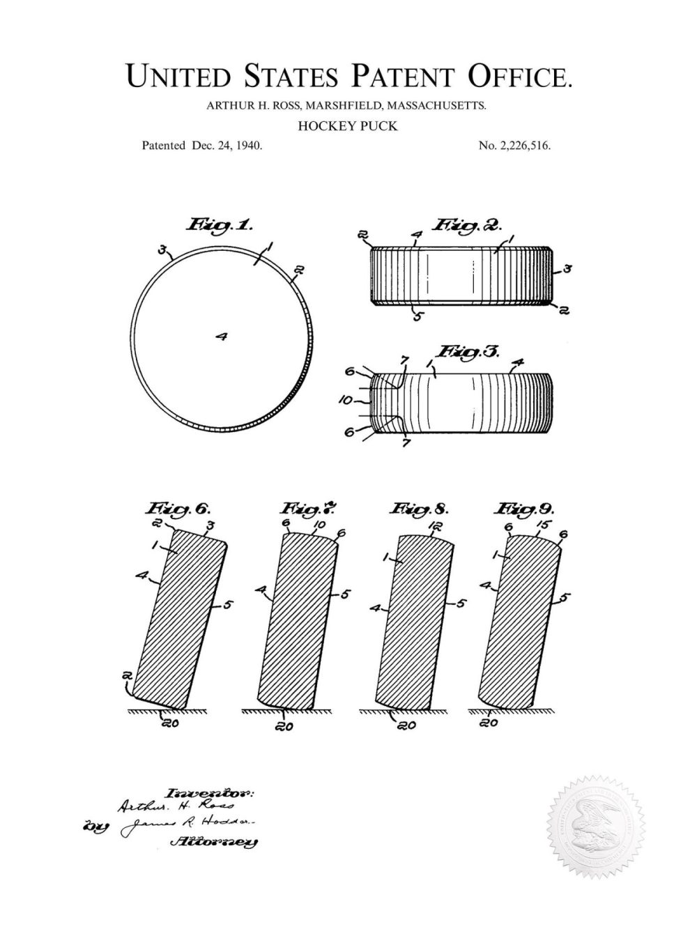 Sports | Hockey Puck | 1940 Patent Shop Antique