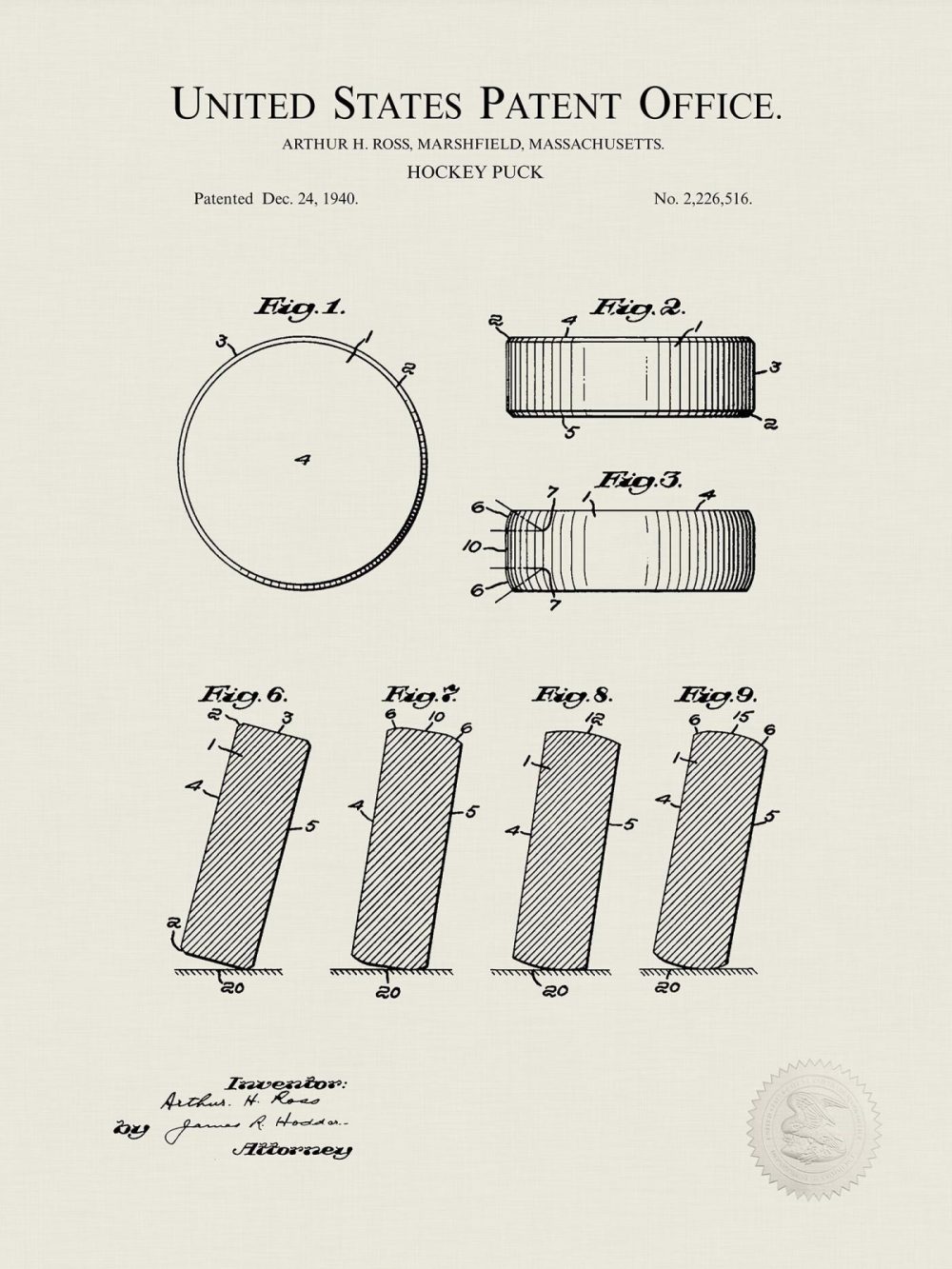 Sports | Hockey Puck | 1940 Patent Shop Antique