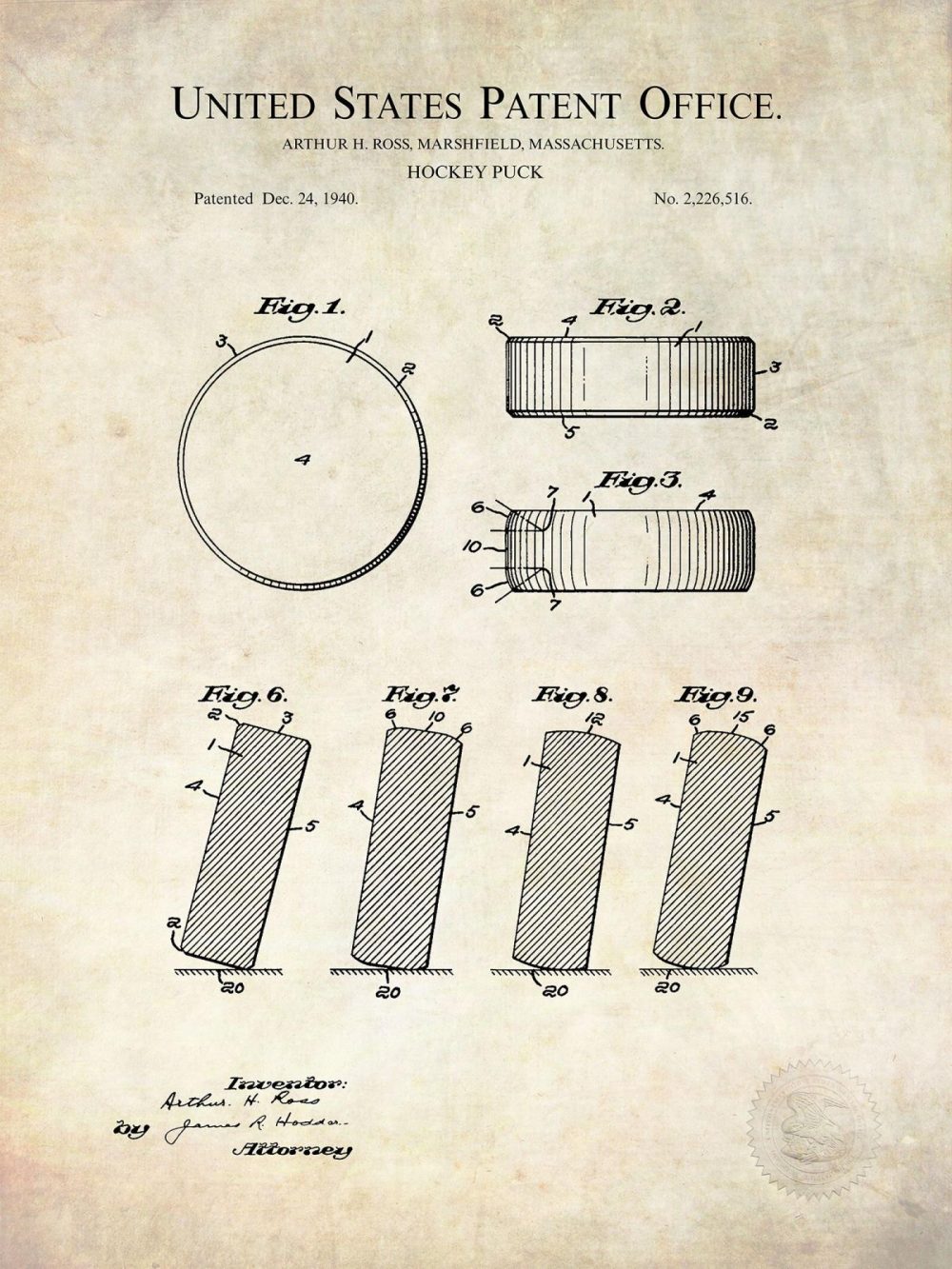 Sports | Hockey Puck | 1940 Patent Shop Antique