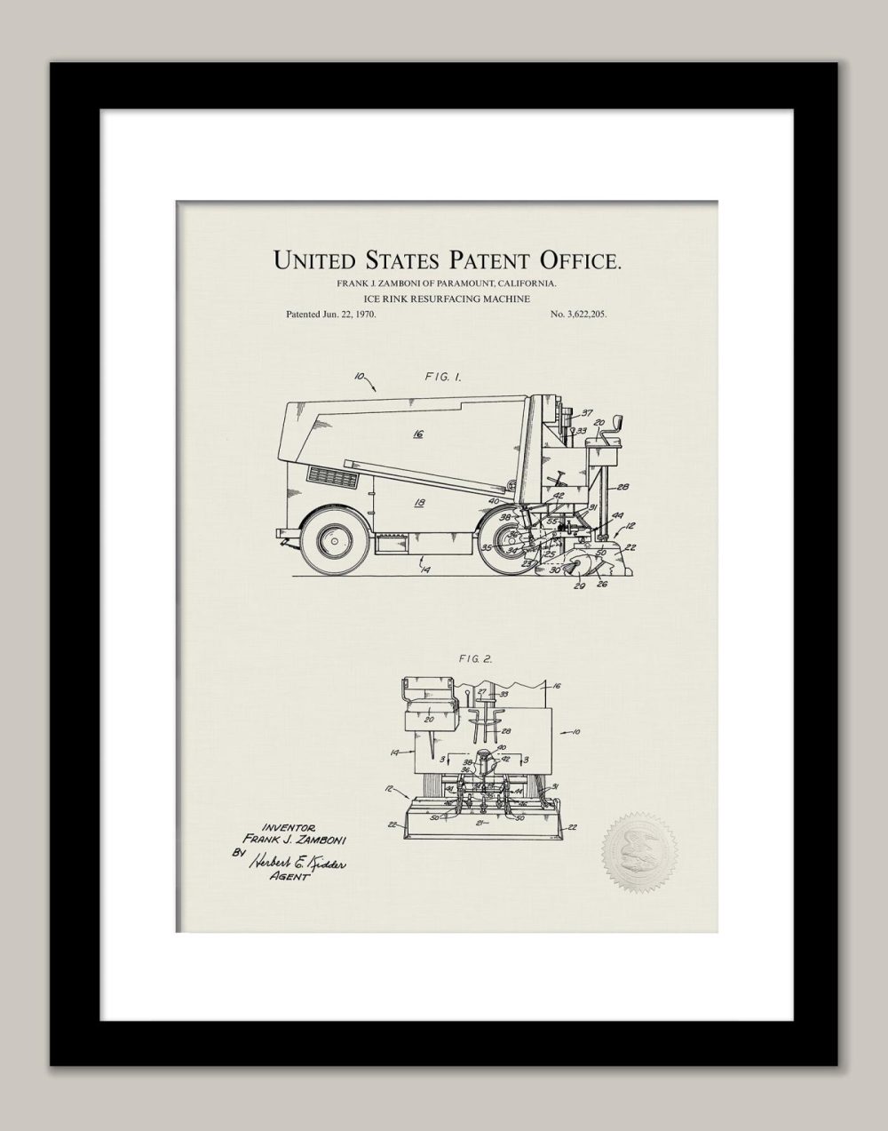 Sports | Ice Resurfacing Machine | 1971 Zamboni Patent Shop Antique