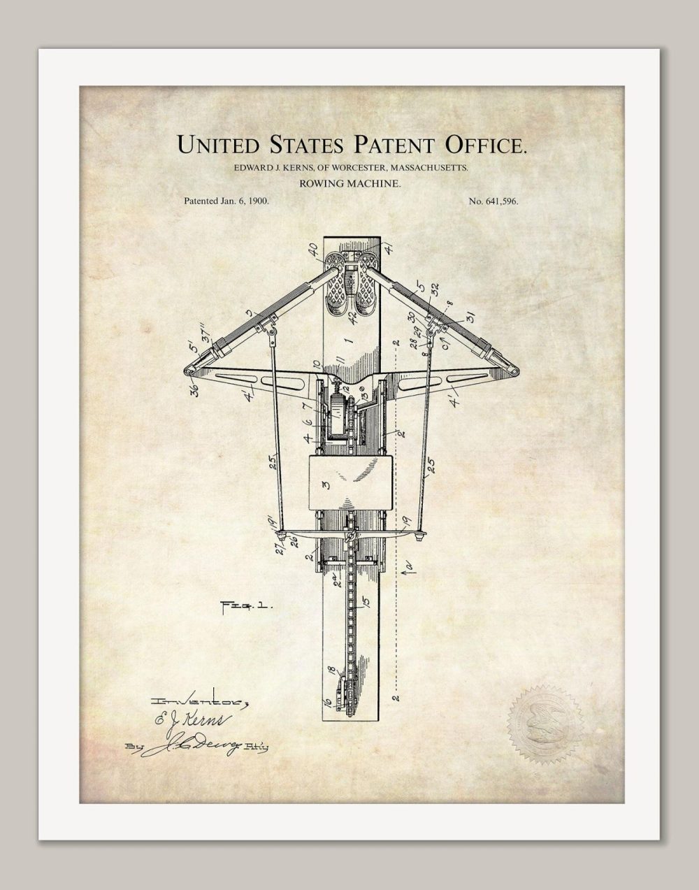 Sports | Rowing Machine Design | 1900 Patent Shop Antique