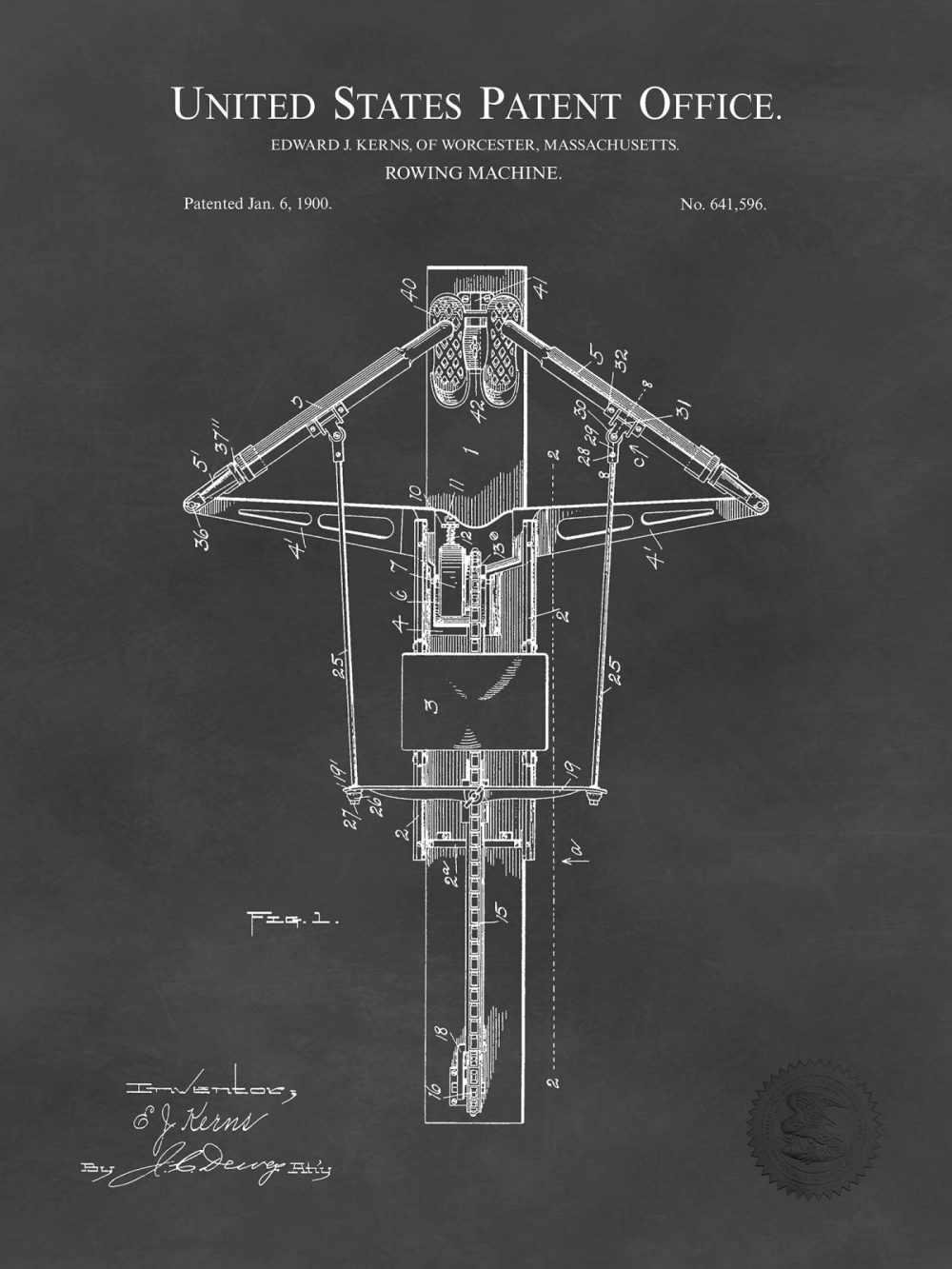 Sports | Rowing Machine Design | 1900 Patent Shop Antique