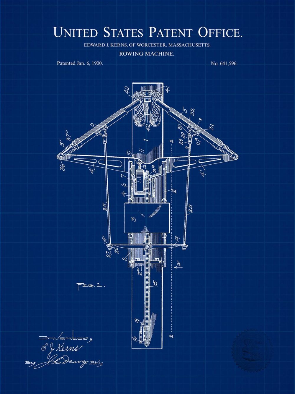 Sports | Rowing Machine Design | 1900 Patent Shop Antique