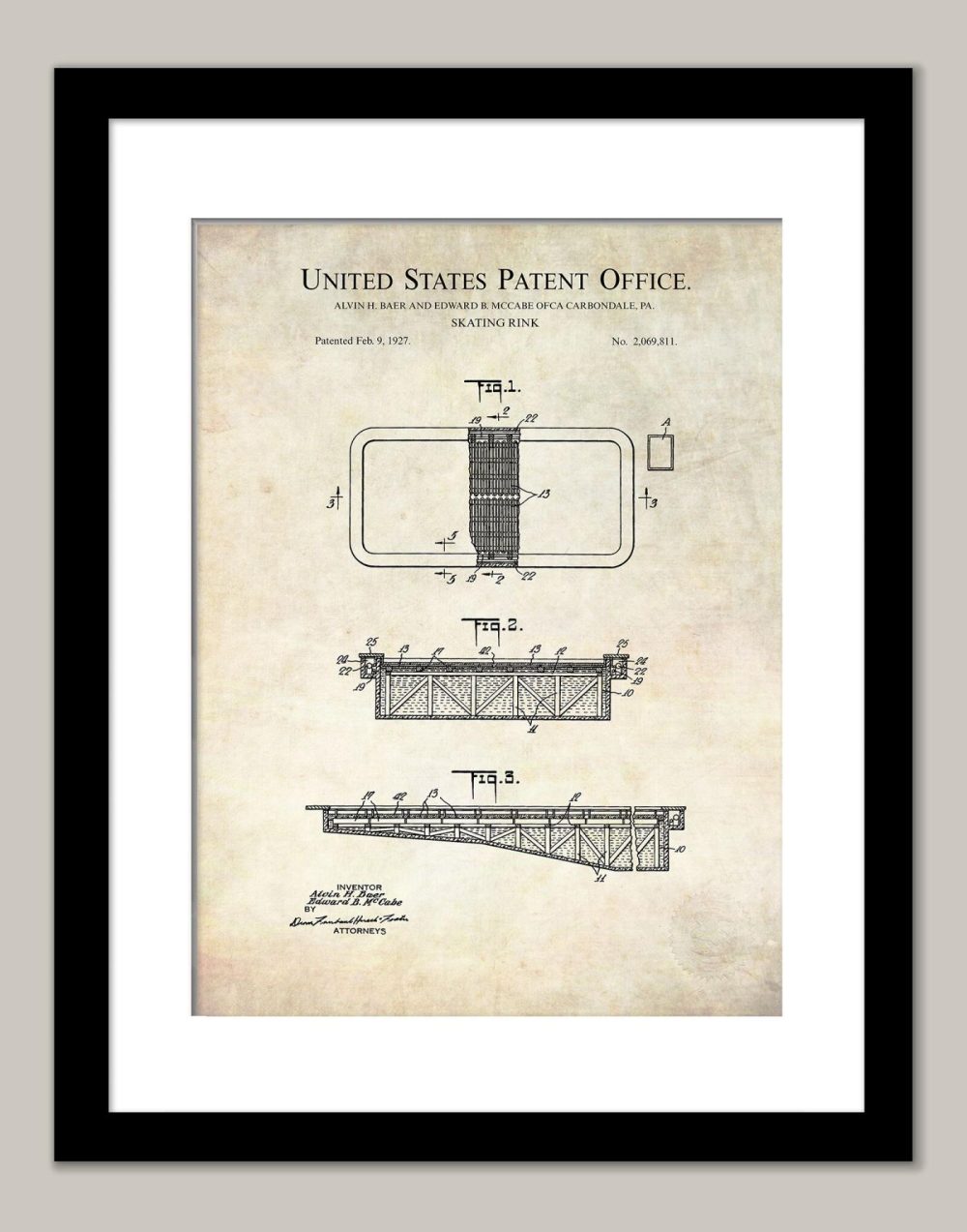 Sports | Skating Rink Design | 1927 Patent Shop Antique