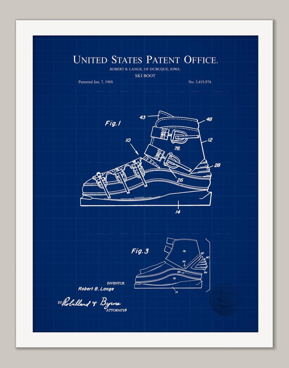 Sports | Ski Boot Design | 1969 Lange Patent Shop Antique