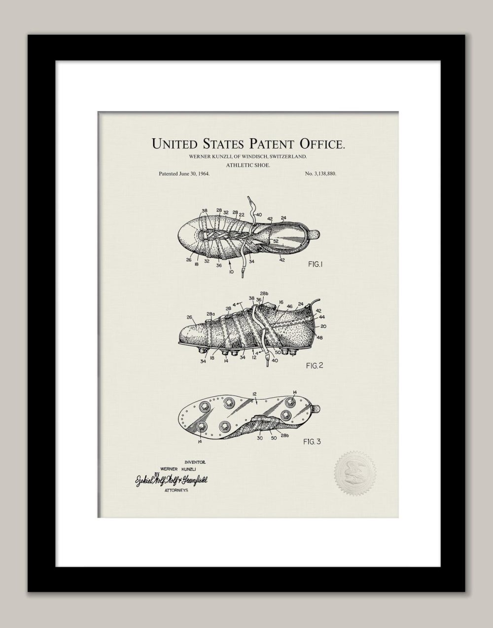 Sports | Soccer Boot Print | 1964 Patent Shop Antique