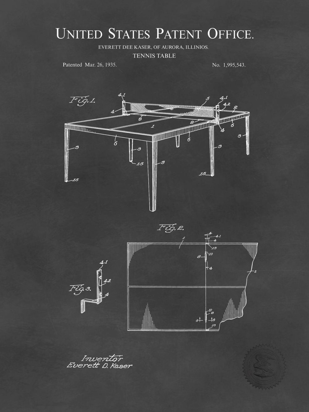 Sports | Table Tennis Design | 1933 Patent Print Shop Antique