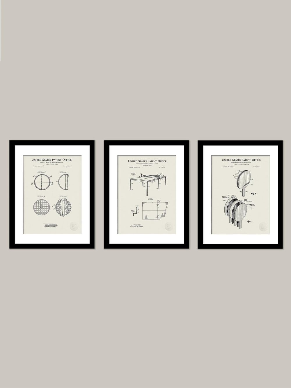 Sports | Table Tennis Prints | 3 Classic Patents Shop Antique