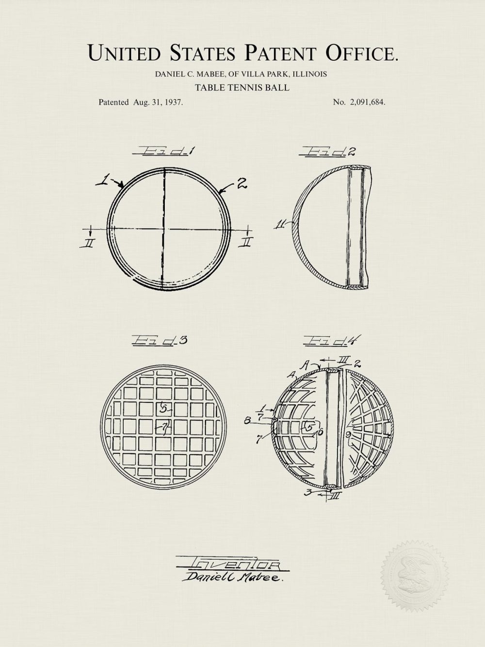 Sports | Table Tennis Prints | 3 Classic Patents Shop Antique