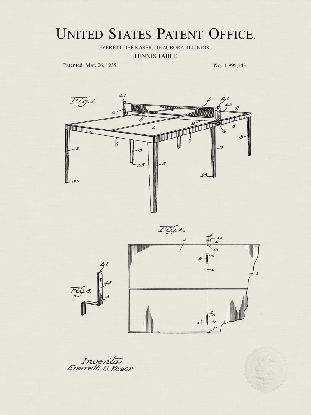 Sports | Table Tennis Prints | 3 Classic Patents Shop Antique