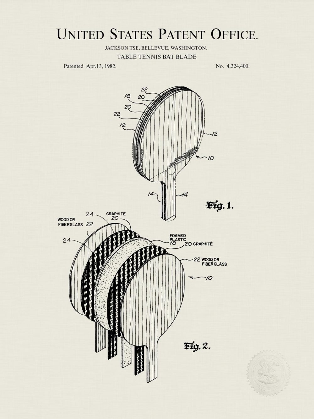 Sports | Table Tennis Prints | 3 Classic Patents Shop Antique