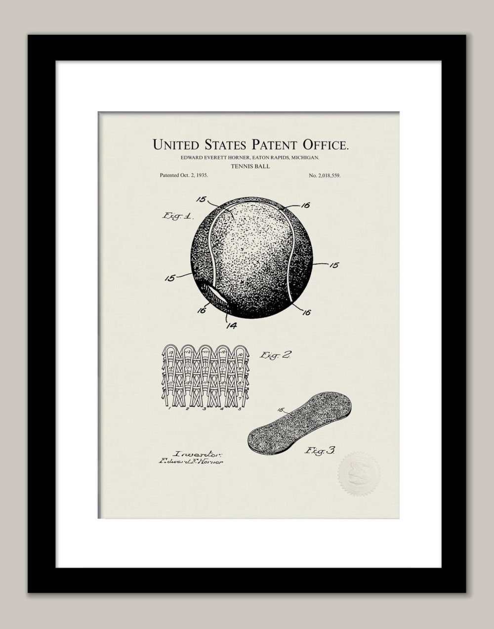 Sports | Tennis Ball Design | 1935 Patent Shop Antique