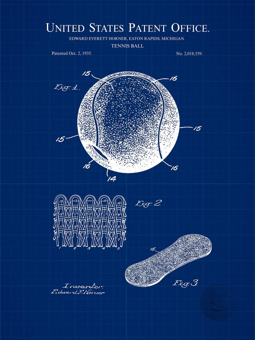 Sports | Tennis Ball Design | 1935 Patent Shop Antique